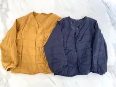 UNIQLO ベビーノーカラージャケットマスタードネイビー100サイズ　2セット