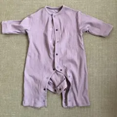 ベルメゾン　リブ長袖前開きカエルロンパース