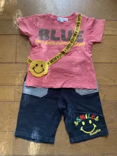 赤いTシャツと黒いショートパンツセット 100cm