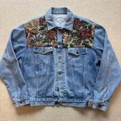 Levi's ブラック デニムジャケット 花 刺繍 黒 1表記 - メルカリ