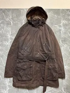 【希少】Barbour バブアー ワックスドジャケット フード付 ベルト付 希少】Barbour バブアー ワックスドジャケット フード付 ベルト