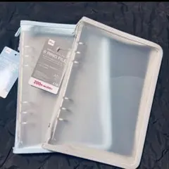 ダイソー A5 6リングファイル 水色　グレー　シール帳 バインダー