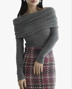 SNIDEL オフショルダーニット　グレー