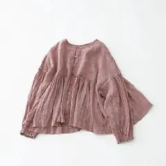 nest Robe パフスリーブブラウス ギンガムチェック　赤