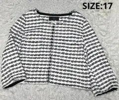 大きいサイズ INED ツイード ノーカラージャケット サイズ17 ホワイトのサムネイル