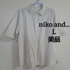 niko and...　ニコアンド　半袖シャツ　コットン　麻　L　ピンストライプのサムネイル