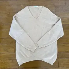 THE SHOP TK ベージュ Vネック ニット M ラメ入り