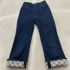 Burberry バーバリー 140 デニムパンツ ノバチェック 折り返し 美品のサムネイル