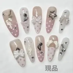 Wish core 星とグリッターのネイルチップ ハンドメイド