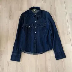 H&M ダークデニム ボタンアップシャツ XS