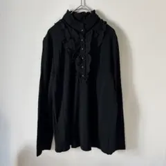 美品　JANE MORE　トップス　長袖　フリル　ブラック　薄手　毛100％