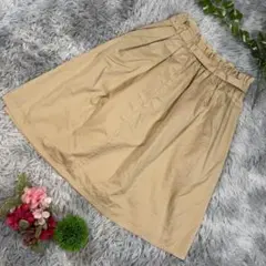 ✨MAJESTIC LEGON✨サイズM ベージュ フレアスカート ベルト付き