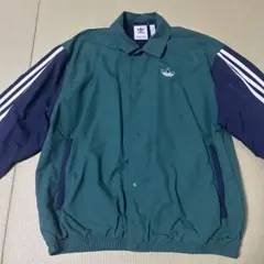 adidas トレフォイル コーチジャケット 緑×濃紺 Mサイズ