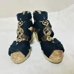 21cm コンフォートサンダル 黒 厚底