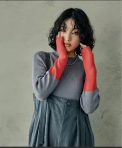 12ゲージ配色ハイネックプルオーバー