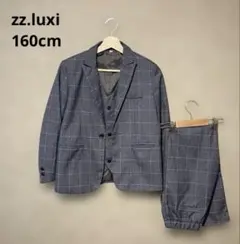 美品 ZZ.LUXI 男の子　フォーマルセットアップ　160 紺　チェック