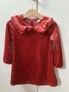 ハート柄 ベロア ワンピース h&m 赤 92