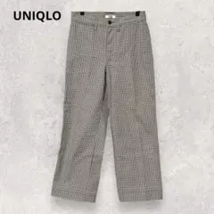 UNIQLO ユニクロ パンツ S ブラウン 千鳥格子 クロップド