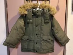 GU キッズ　ダウン・フェザー入り　ミリタリーダウンコート　カーキ　110