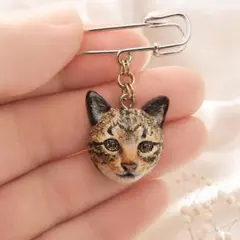 石猫 ストーンペイント 猫 ペンダント Sachii ハンドメイド 手描き