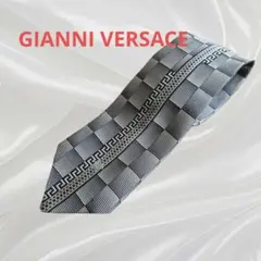【GIANNI VERSACE 】シルク ネクタイ イタリア製　ブラックシルバー