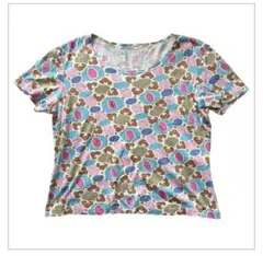 【ラピーヌブランシュ】幾何学柄 半袖トップス 総柄 Tシャツ Mのサムネイル