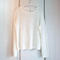 UNIQLO メッシュクルーネックセーター ホワイト L