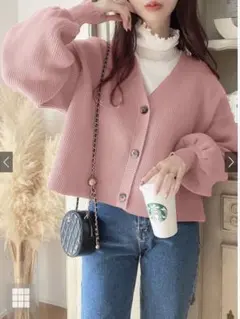 GRL ボリュームスリーブニットカーディガン ベージュ