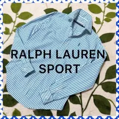 ラルフローレンスポーツ ストライプシャツ ポニー刺繍 ブルー Mサイズ