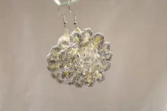 かぎ編み イエローシルバーフラワーピアス