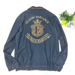 美品！【個性派古着】アウター　デニムジャケットワッペン　豪華刺繍入り　大きめ