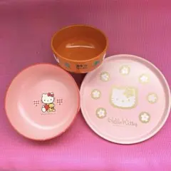ハローキティ おぼん&お菓子入れ&お椀　　レトロ　３点セットのサムネイル