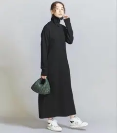 ビューティーアンドユース スポンディッシュニット フレアワンピース