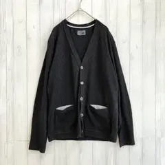コンファーム Vネックカーディガン ジャガードチェック ブラック L