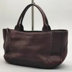 ウンガロ トートバッグ ハンドバッグ ステッチ シボ革 ブラウン 多収納