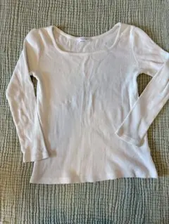 BEAUTY & YOUTH ホワイト長袖 リブ　カットソー