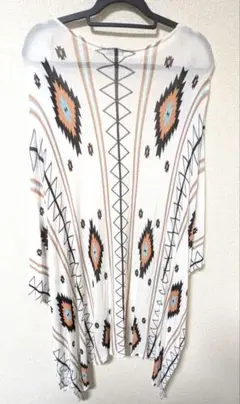 カーディガン　ガウン　エスニック　ネイティブ　М　Ｌ　XL　白　リゾート　旅行