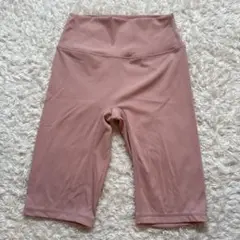 ハイウエスト 膝下丈 ヨガパンツ ピンク