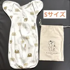 【美品】Coperta ベビー スワドル S クマ柄 巾着付