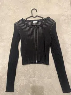 INGNI ブラックリブ編みカーディガン