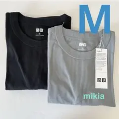 ユニクロ　UNIQLO クルーネックTシャツ M 半袖　メンズ　黒水色　2枚