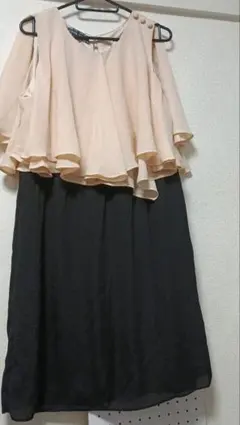 POUR VOUS オフショルダーパーティードレス ベージュ系