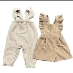 最終値下げ！　80cm サロペット２点セット韓国風　コーデュロイ