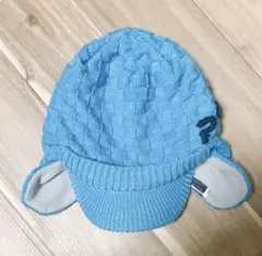 【Phenix】キッズ 水色 耳付きニット帽　スキー用