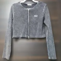 INGNI メタルプリントピグメント ダブルジップ リブカーディガン