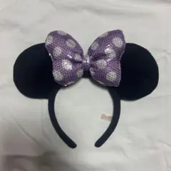 ミニーマウス カチューシャ 紫リボン