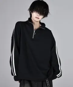 ADRER ヘビーウェイトリングハーフジップロングT M