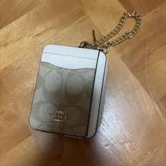COACH ゴールド ベージュ コインケース　チェーン付き　コーチ