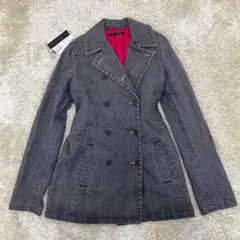 【極美品】セオリー デニムジャケット ダブルブレスト グレー 赤 2 中綿