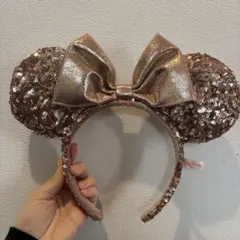 ミニーマウス風ローズゴールドカチューシャ